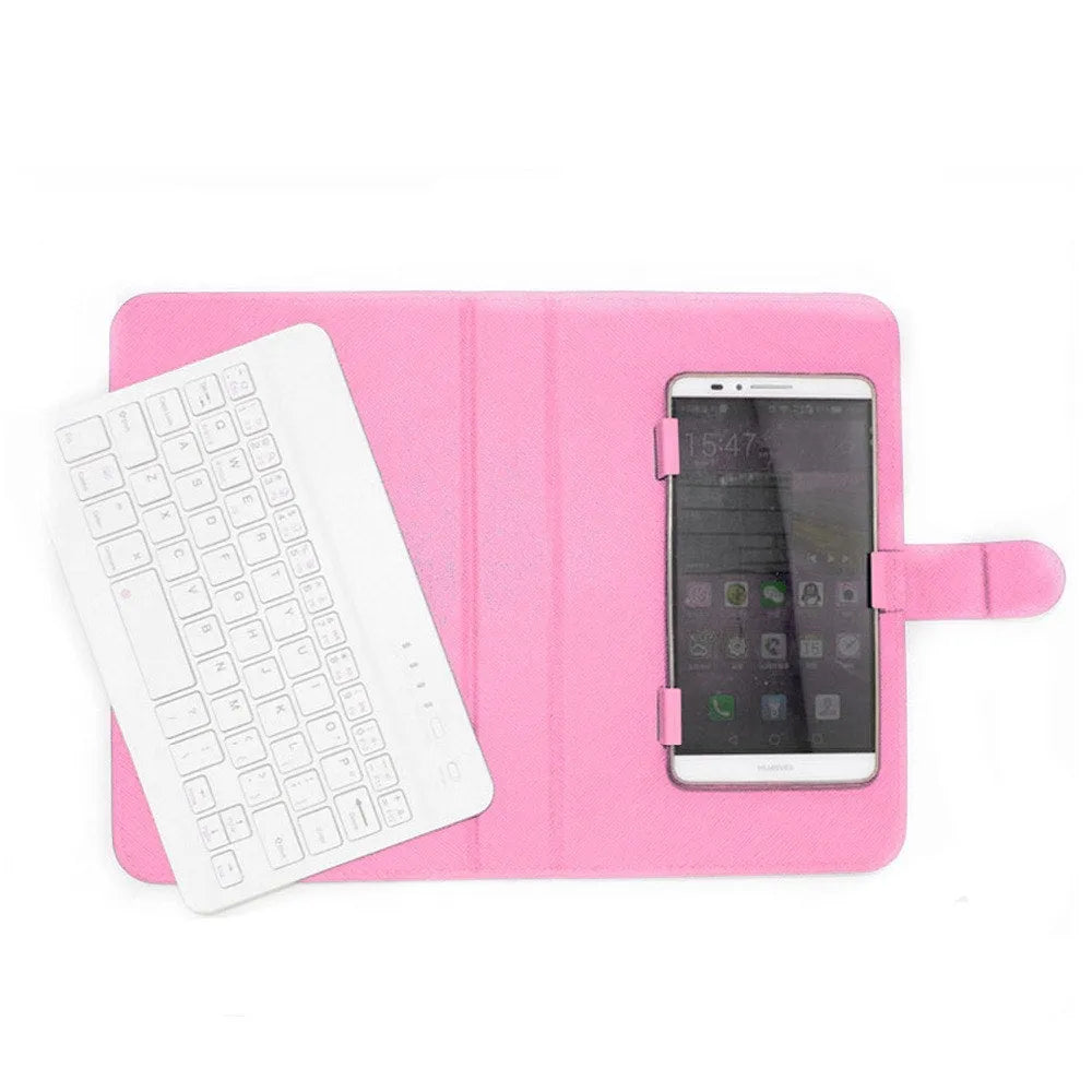 Bluetooth keyboard case protective cover for tablets and mobile phones showing wireless keyboard integrated with device case