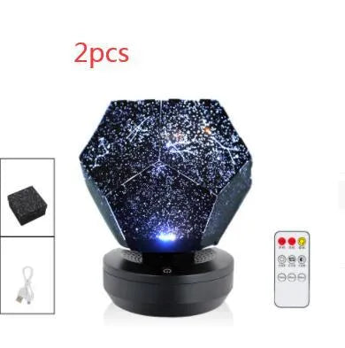 LED star projector night light projecting constellations on ceiling with remote control