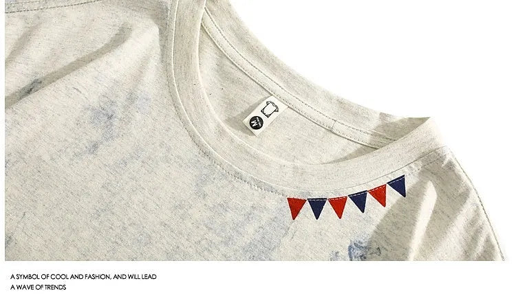 Grey tie dye printed loose fit t-shirt with full design coverage and round neck collar