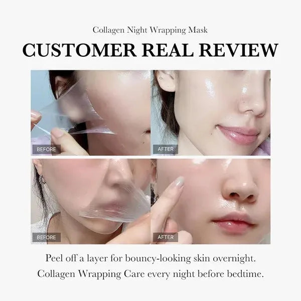 Collagen night mask in 75ml bottle with application brush for skin firming and hydration