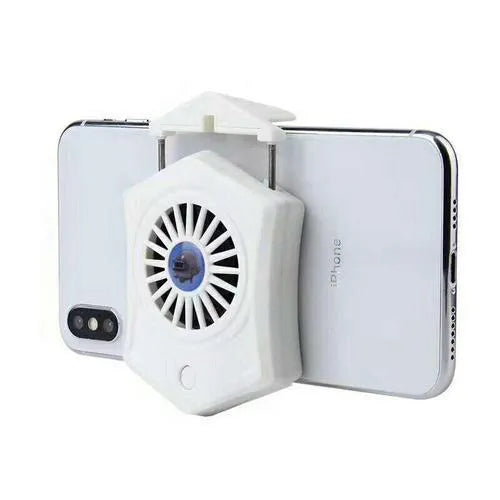 Black and white USB mobile phone radiator cooling fan for gaming consoles.
