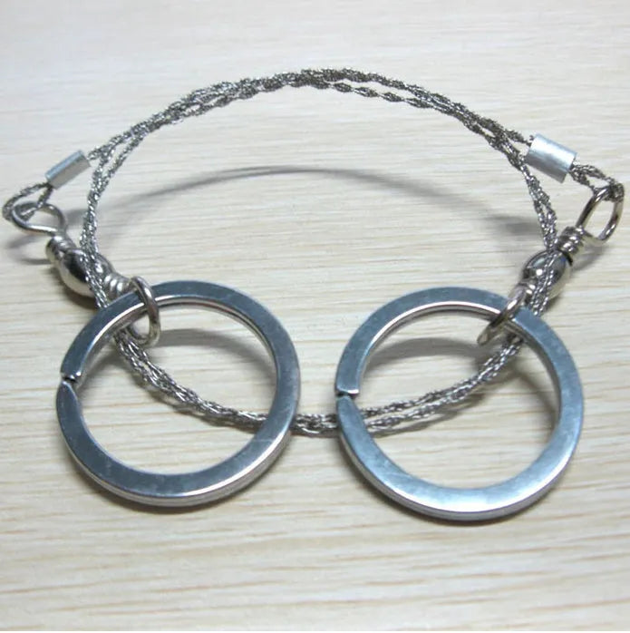 70cm stainless steel survival wire saw with thumb rings for portable outdoor cutting