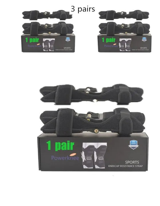 Knee brace with spring mechanism in adjustable design for mountaineering and sports activities