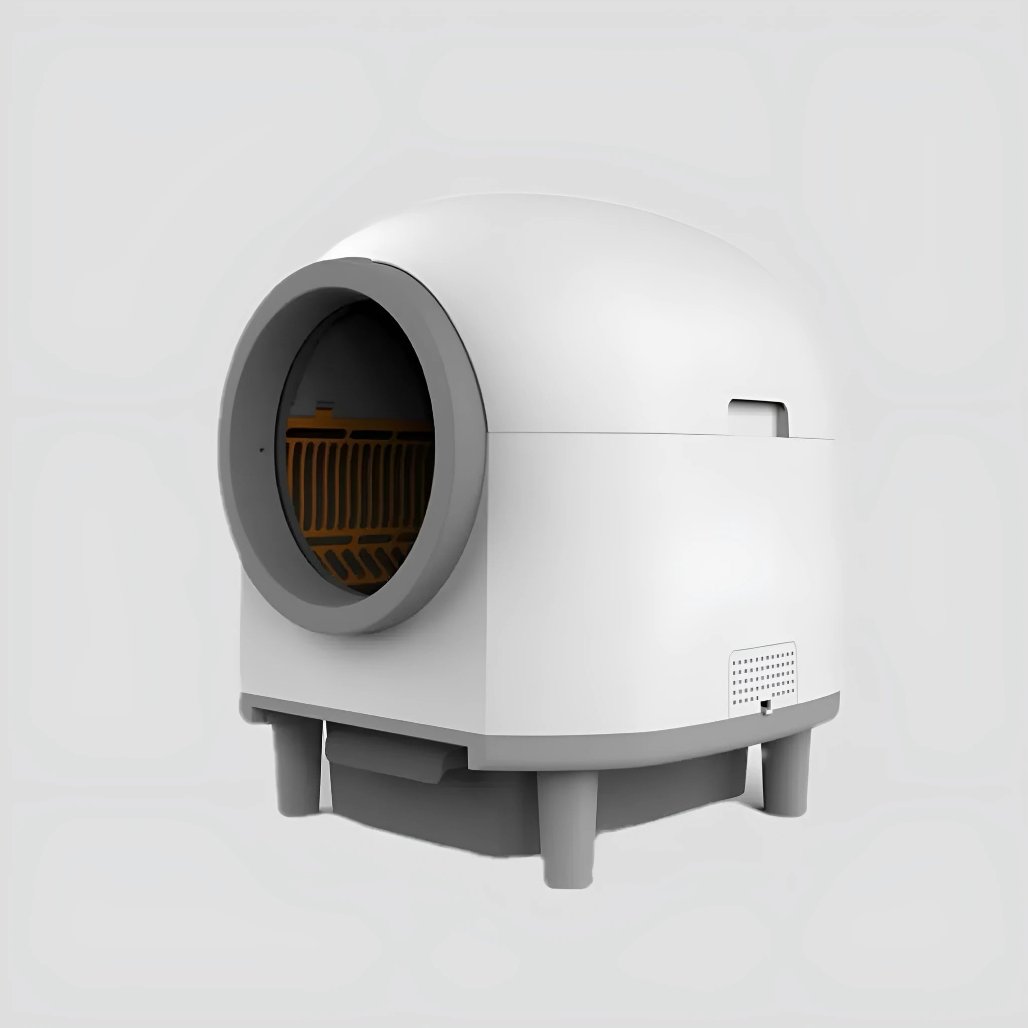 White automatic enclosed cat litter box with ABS construction for pets up to 10kg