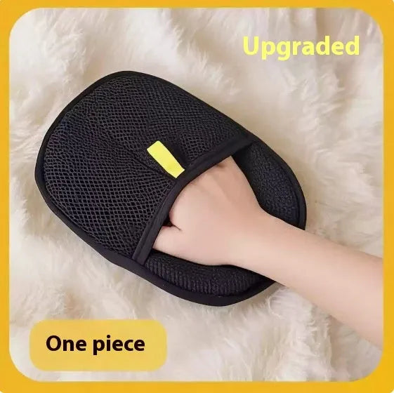 Black pet hair removal glove with silicone bristles for dog cat grooming