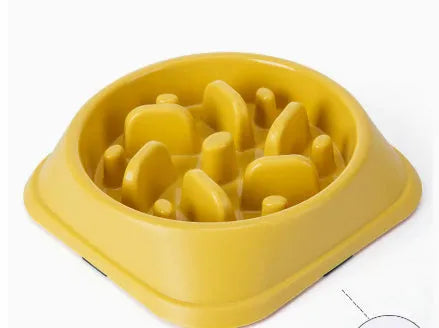 Anti-choke slow feeding dog bowl in plastic with anti-skid base, blue colour