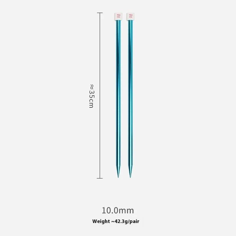 Complete set of lengthened crochet hooks in 14 sizes from 2.0mm to 10.0mm, each with a protective end cap.