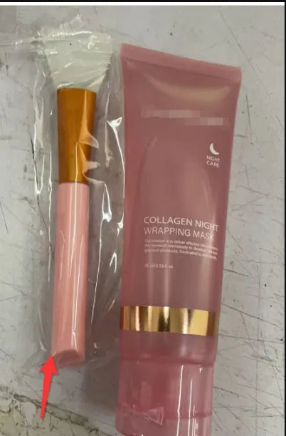Collagen night mask in 75ml bottle with application brush for skin firming and hydration