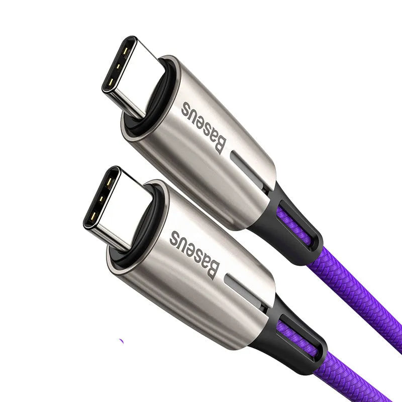 Purple and red Dual Type-C USB cable with 1 metre length for PD60W fast charging