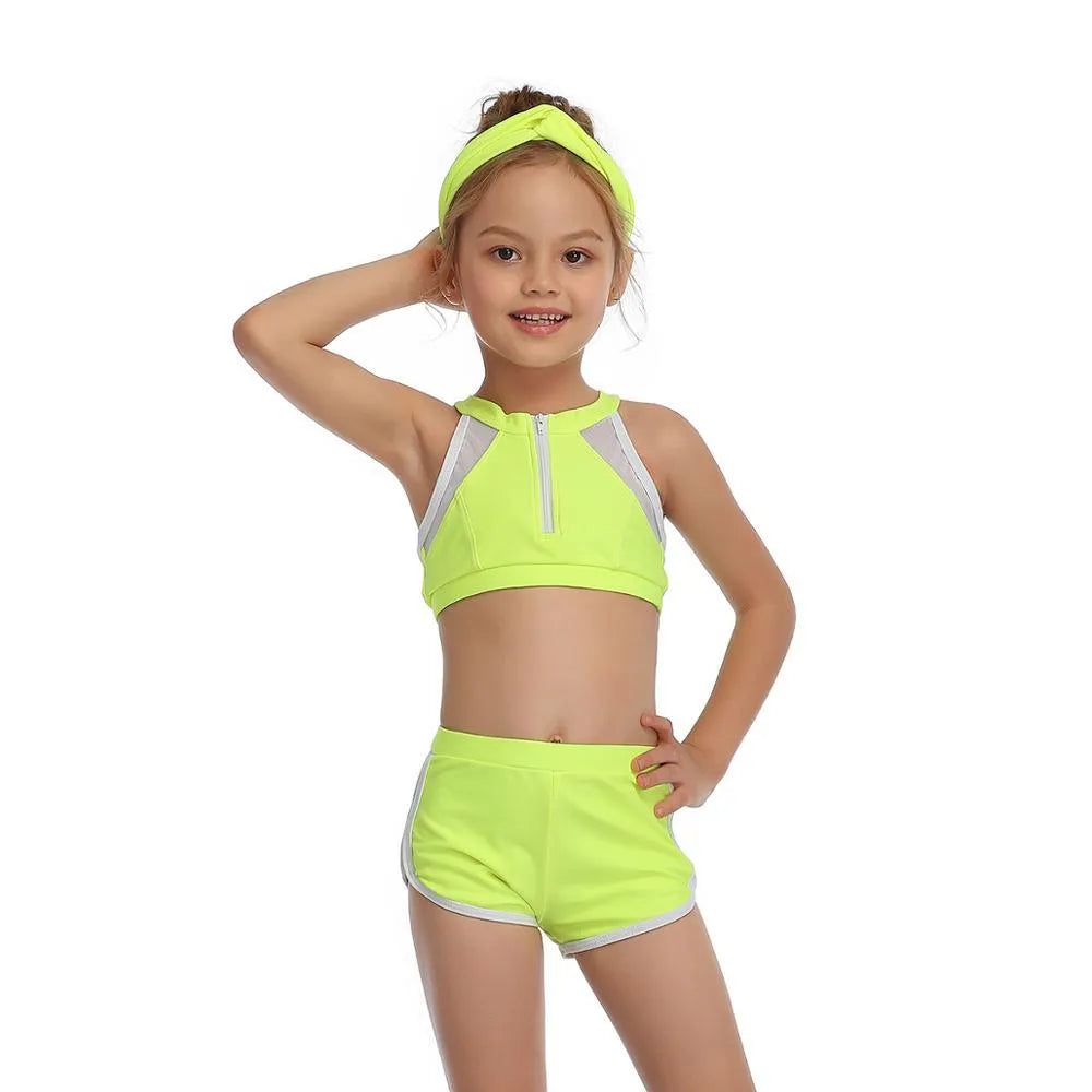 Nylon parent-child swimwear set in leopard print with matching adult and child sizes