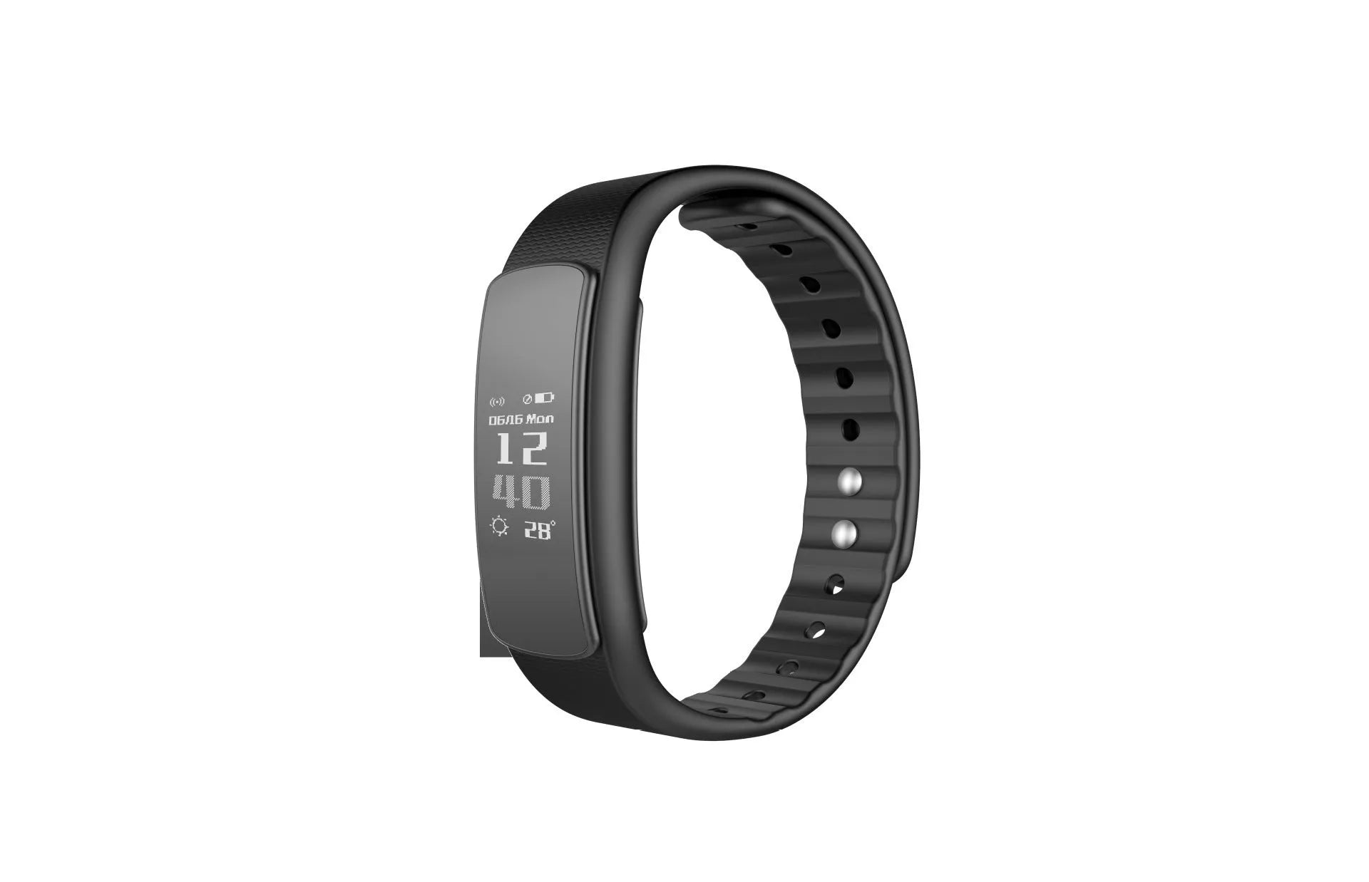 I6 smart sports bracelet in black or green with 0.96-inch touch screen on a TPU wristband.
