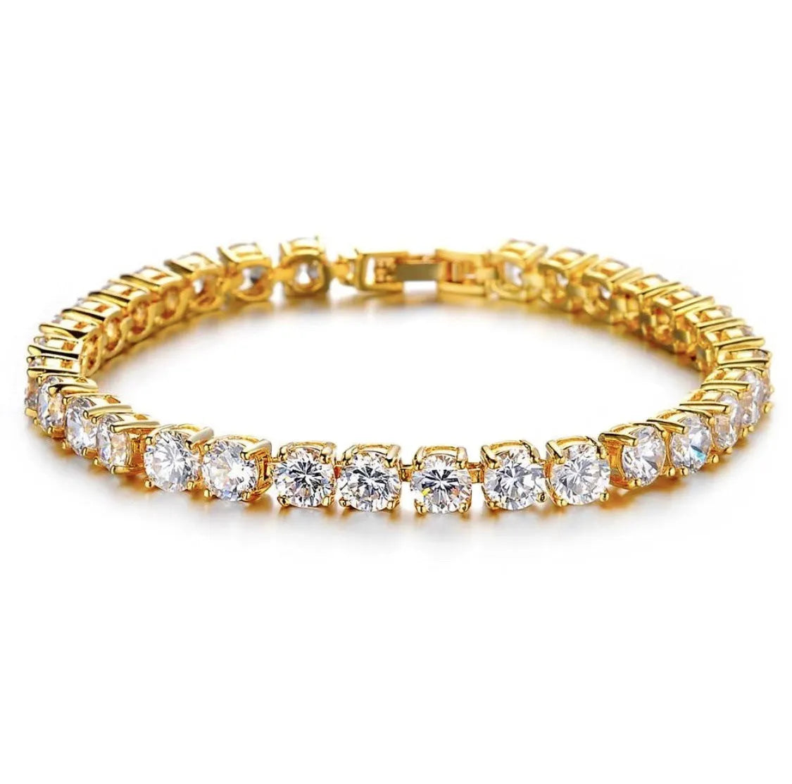 Men's geometric chain bracelet with single row rhinestones and zirconia charms in multiple colour options