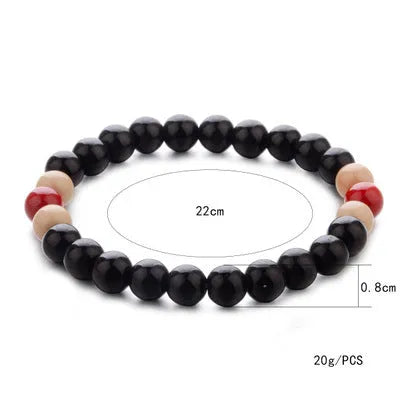 Natural stone beaded bracelet with lava stones for essential oils, unisex ethnic style.
