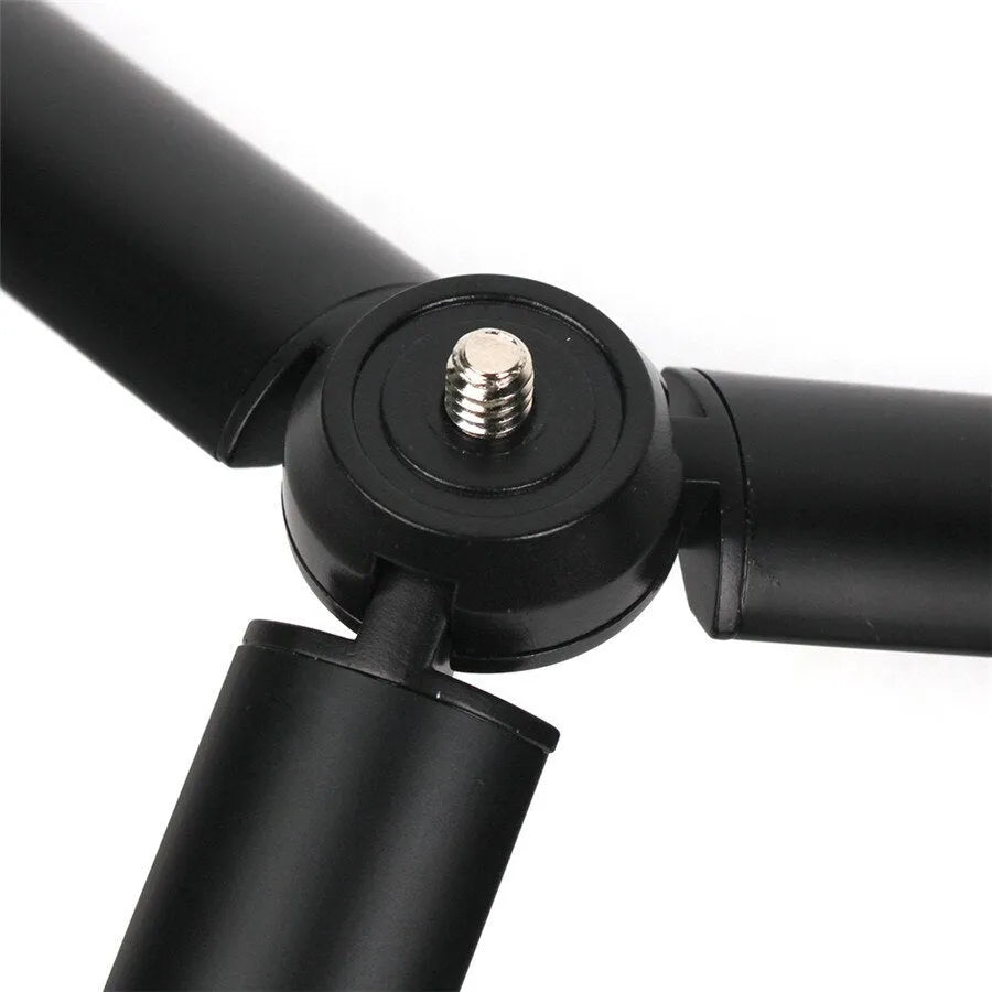 Black aluminium mobile phone tripod with PTZ stabiliser head for iPhone