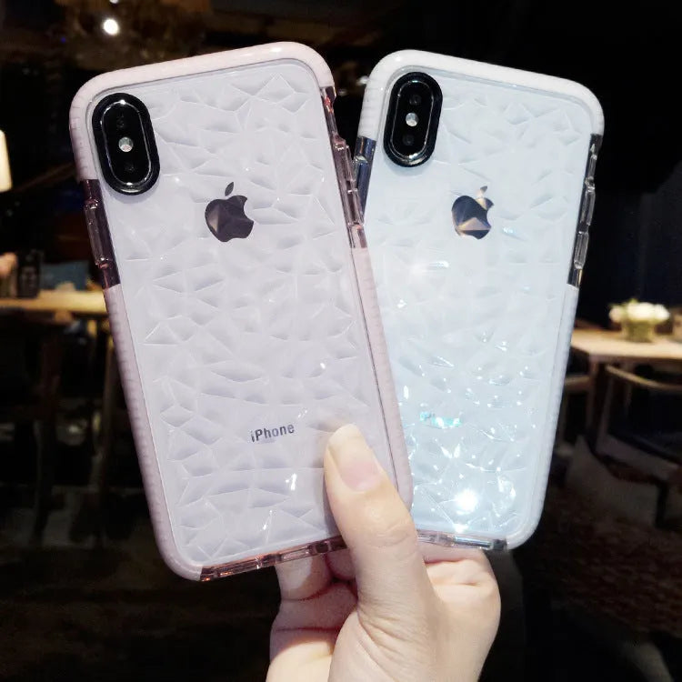 Striped TPU back cover phone case for iPhone in black, pink, and white colour options
