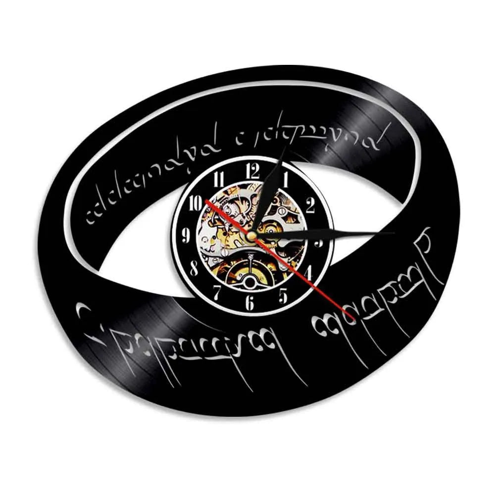 12 inch modern decorative wall clock black vinyl record design with pointer and number display