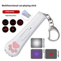 Infrared cat teasing wand with laser pointer and LED moonlight lamp showing pet footprints design