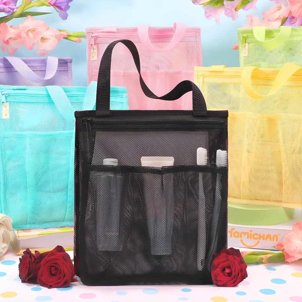 Large black swimming gym bag with mesh pocket and dry wet separation compartments