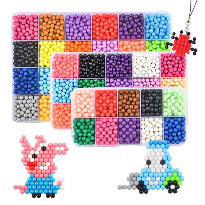 Static plastic toys in assorted colours packed in a transparent plastic storage box