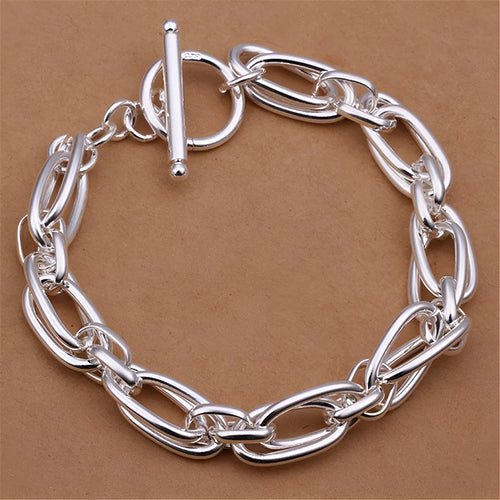 925 silver plated bracelet 20cm length 7mm width silver colour copper base
