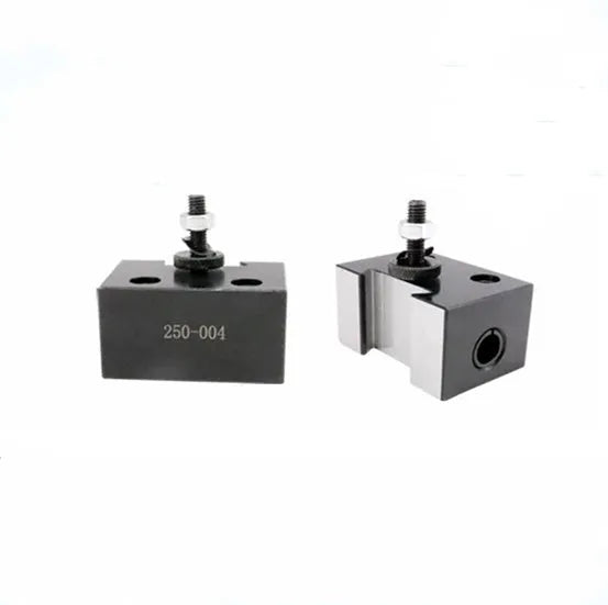 Machifit 250-000 steel quick change tool post and lathe tool holders on a workshop bench