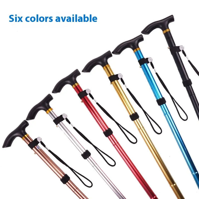 Aluminium alloy folding walking cane extended to show adjustable 85-95cm length
