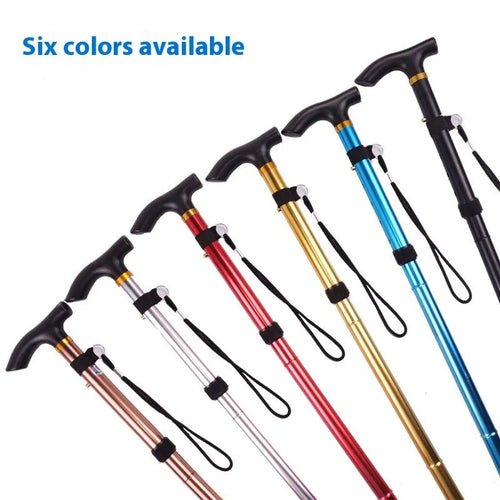 Aluminium alloy folding walking cane extended to show adjustable 85-95cm length