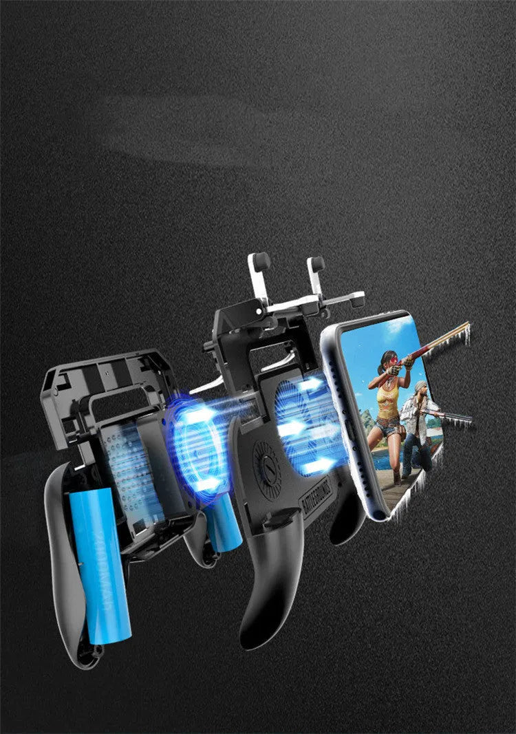 Android mobile game controller with USB connection, aluminium alloy construction, and dedicated gaming buttons
