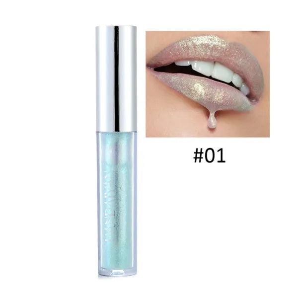 Polarized lip gloss in multiple shades with high-shine finish and wand applicator