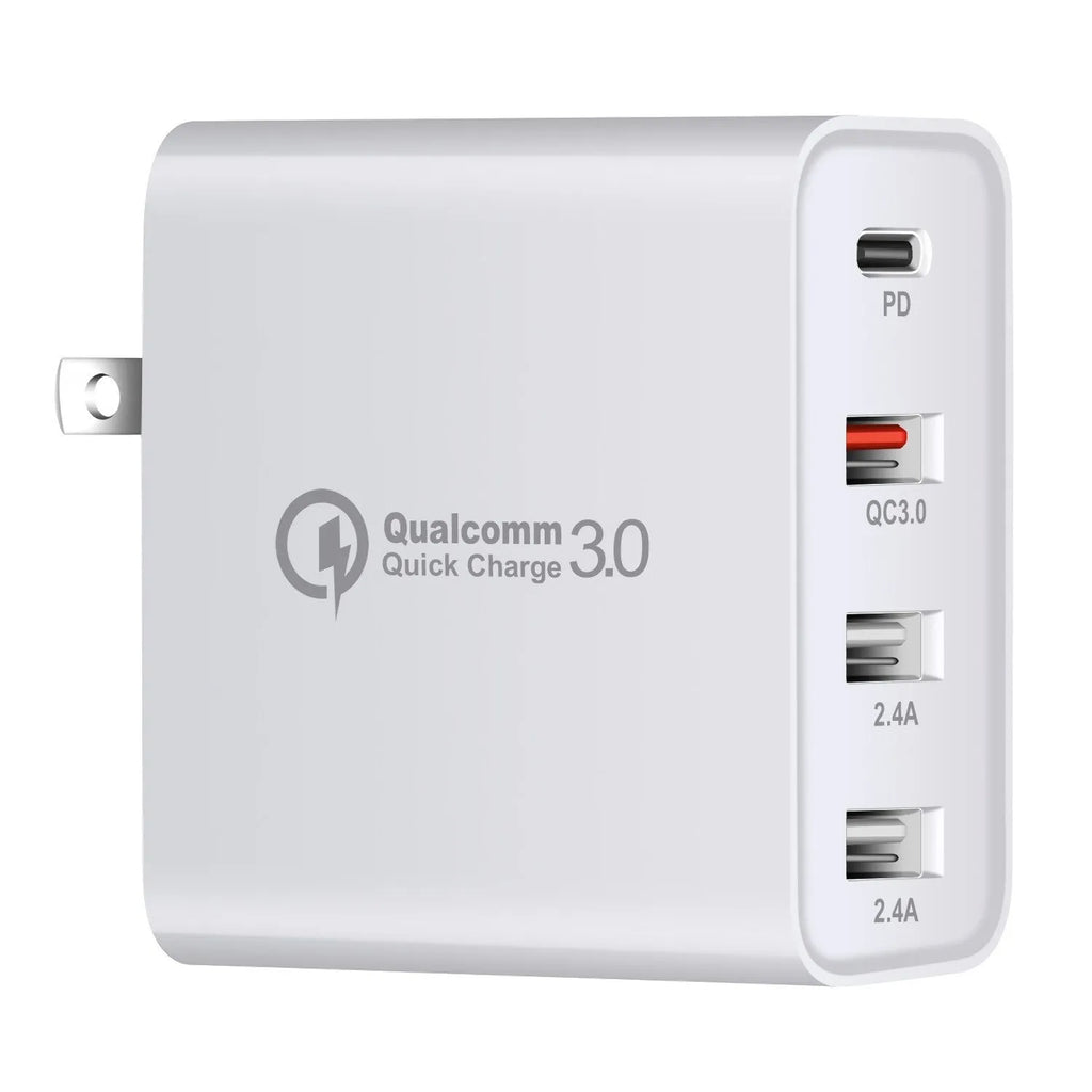48W four-port USB-C mobile phone charger with worldwide plug options