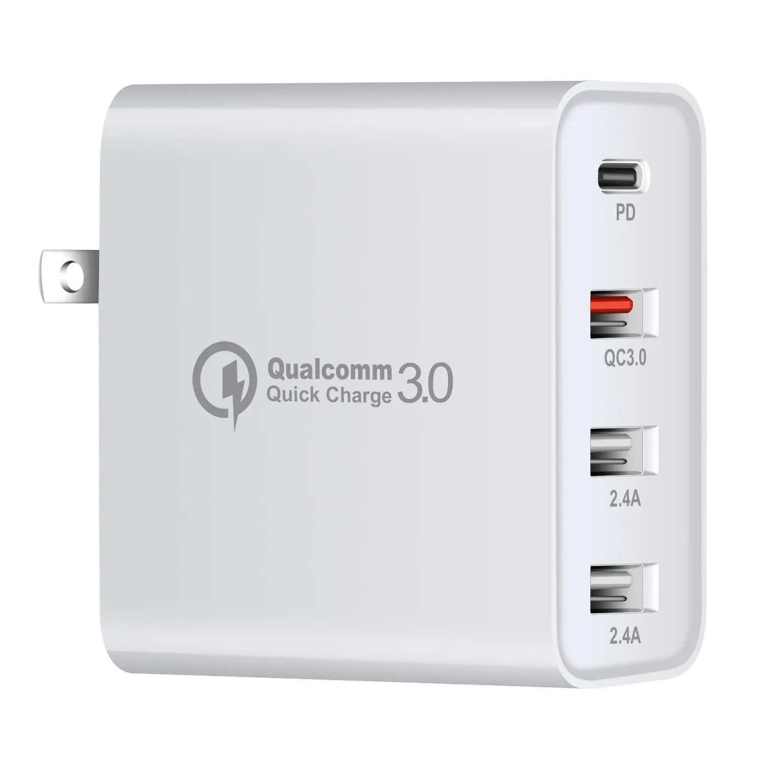48W four-port USB-C mobile phone charger with worldwide plug options