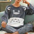 Men's coral velvet thickened flannel pajama set, long sleeve round neck top and trousers, winter sleepwear