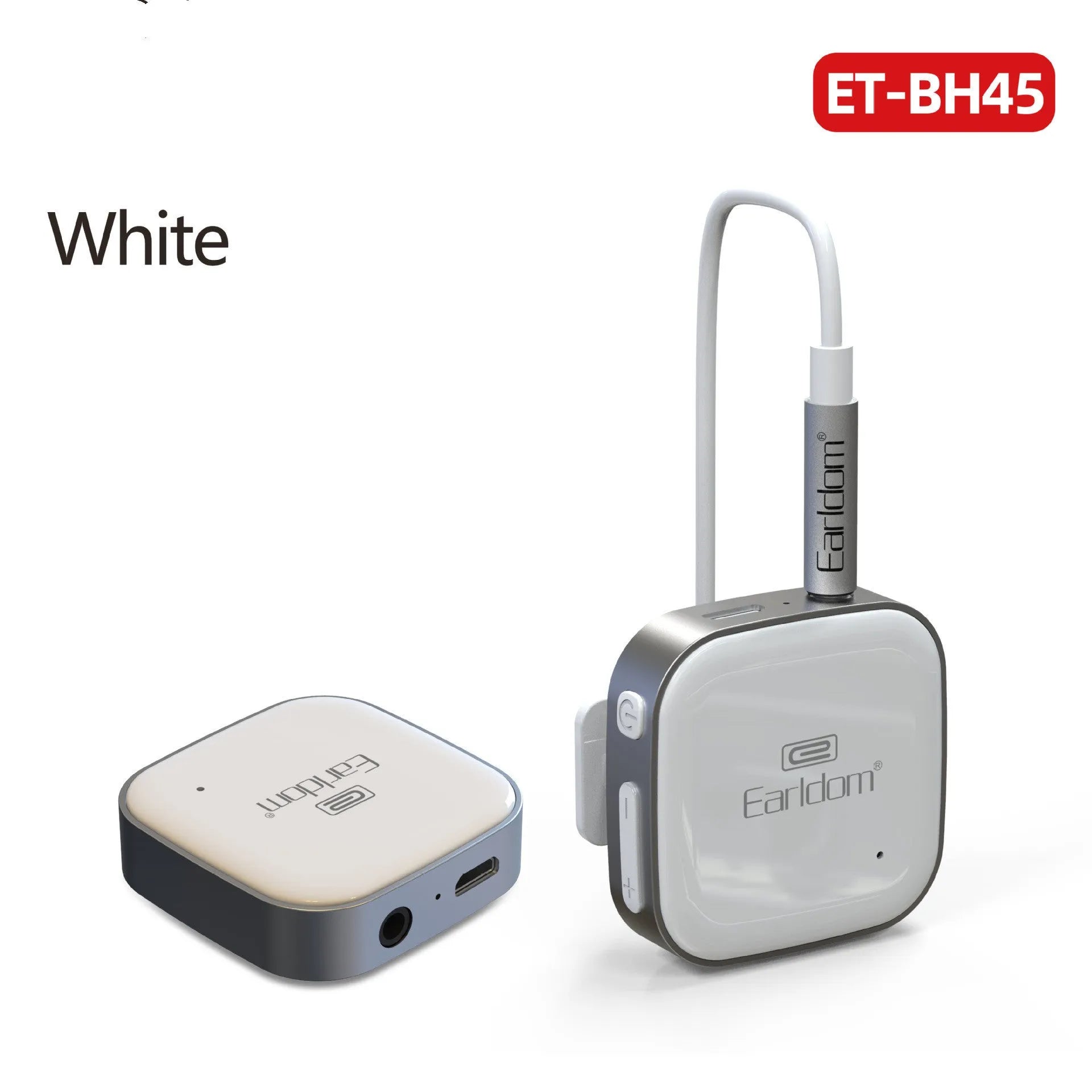 Black Bluetooth audio receiver with lavalier headset for wireless running headphones