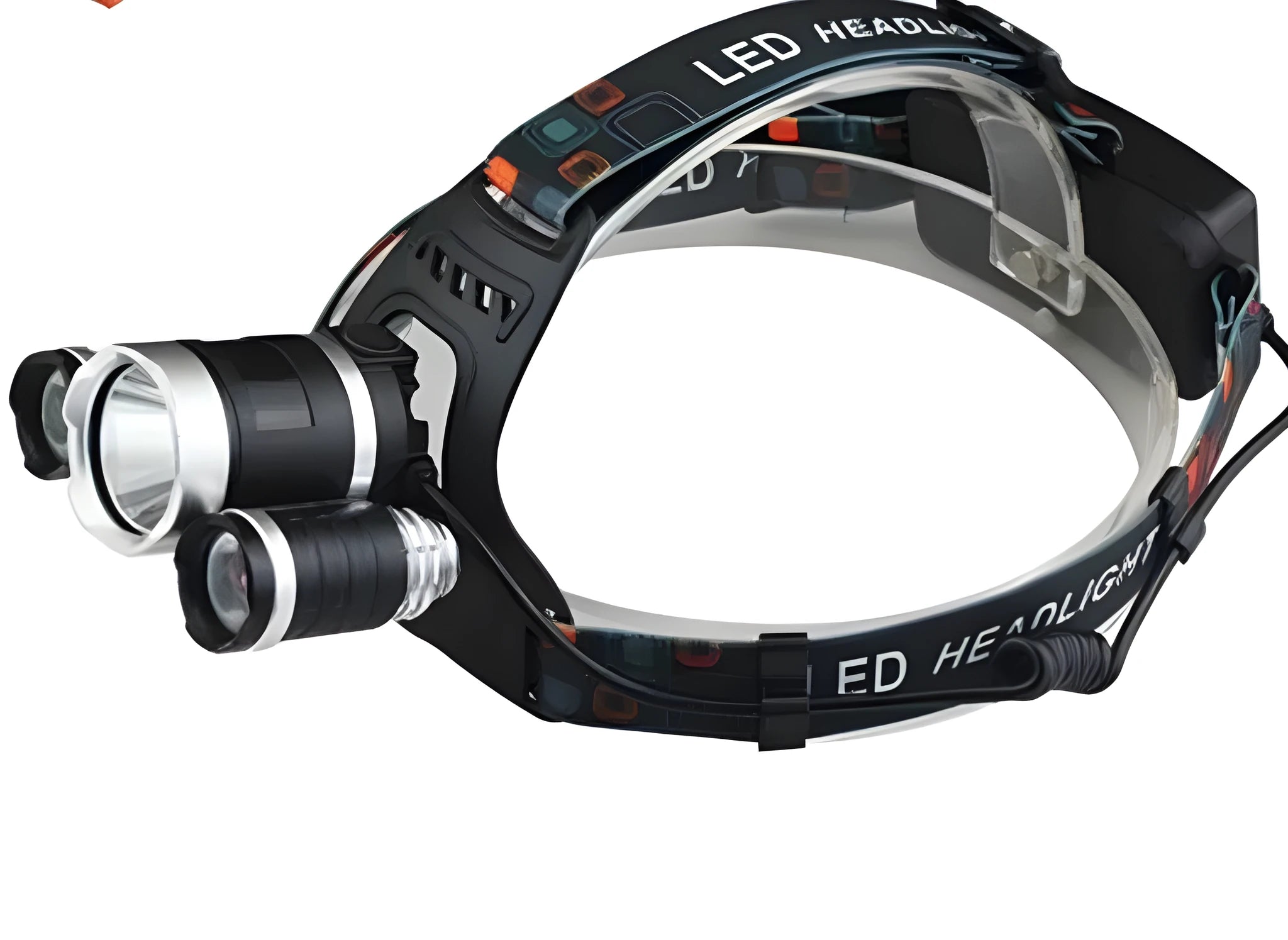 Aluminium alloy rechargeable LED headlamp with adjustable headband and long-range beam