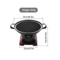 Mini BBQ grill alcohol stove with double-head flame and non-stick plate on tabletop