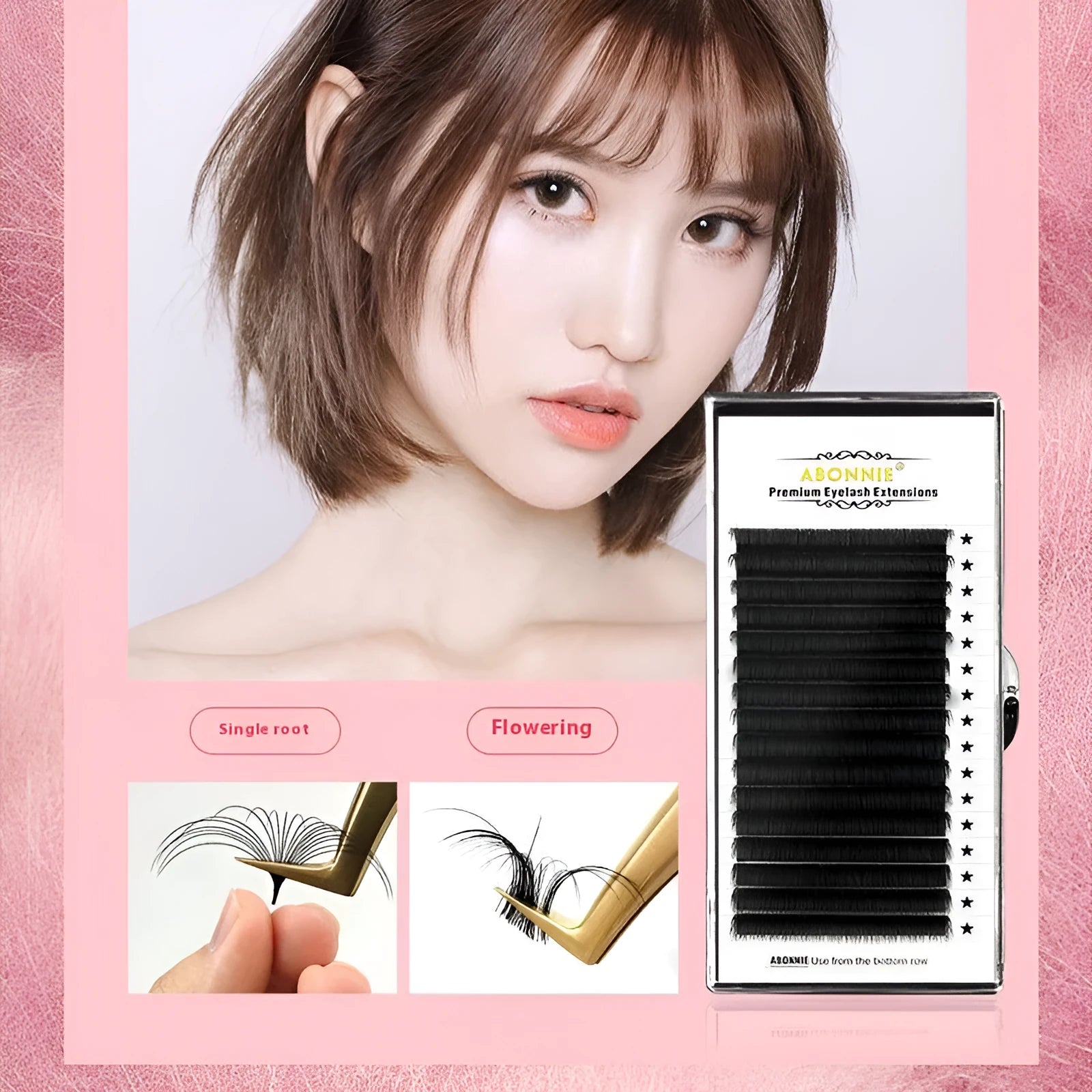 False eyelashes made from mink hair in 16-row dense construction showing length variations