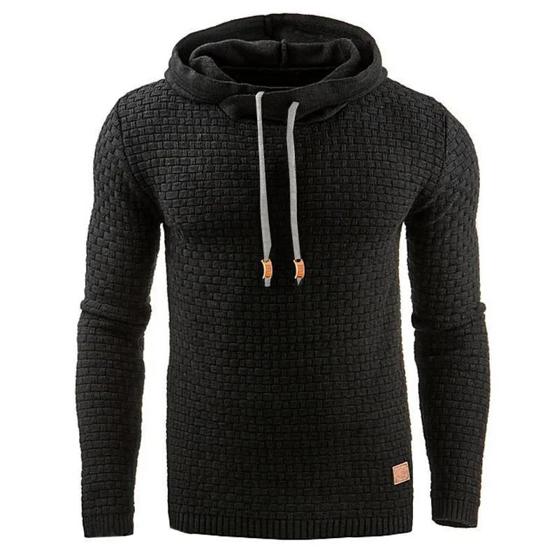 Men's hooded sweatshirt in a cotton-polyester blend available in multiple colours on a size chart