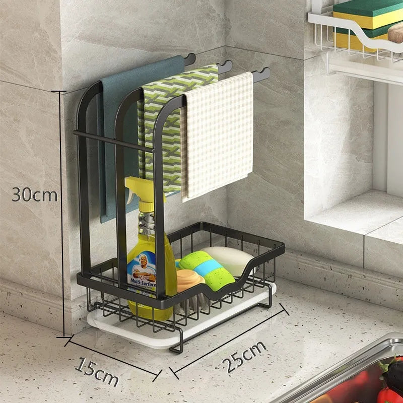 Foldable plastic kitchen rack in new Chinese style for wall or desktop rag draining storage