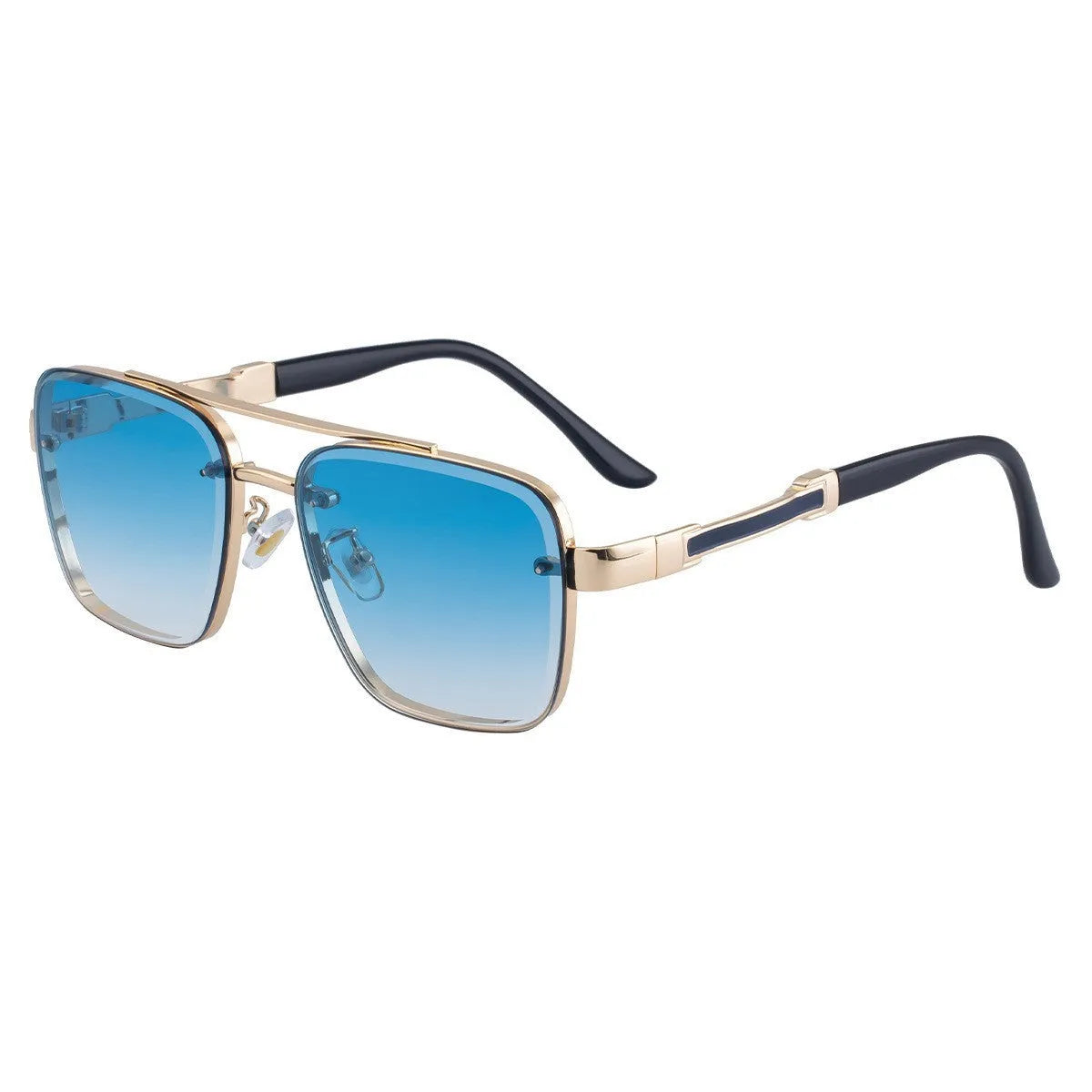 Men's vintage sunglasses with gold frame and gradient lenses for UV protection