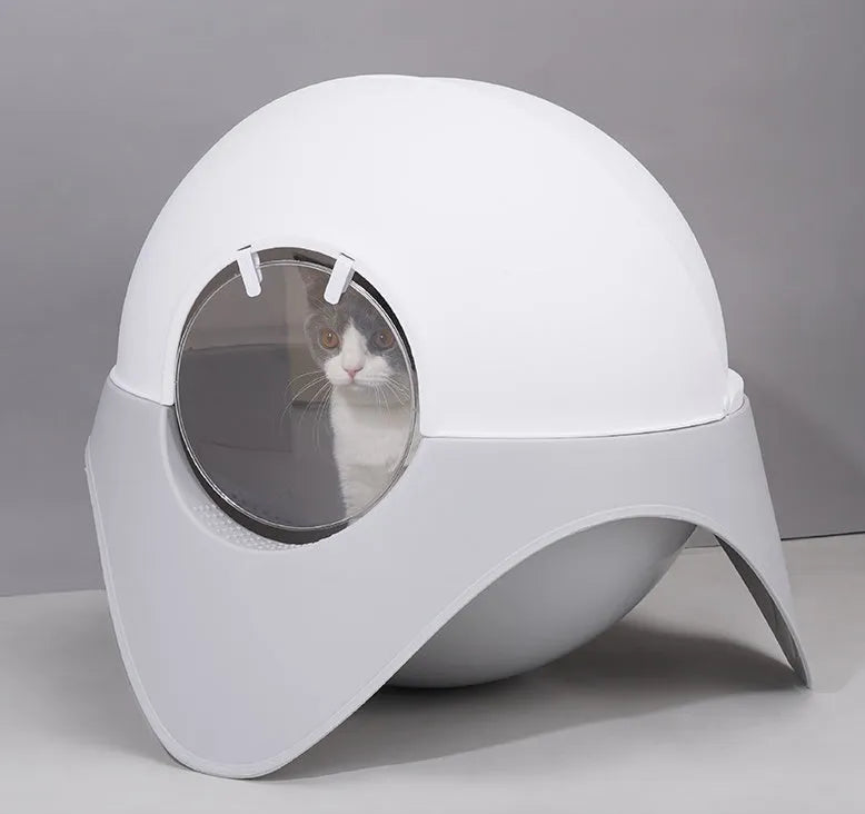 Large UFO enclosed litter box with snow house design in plastic