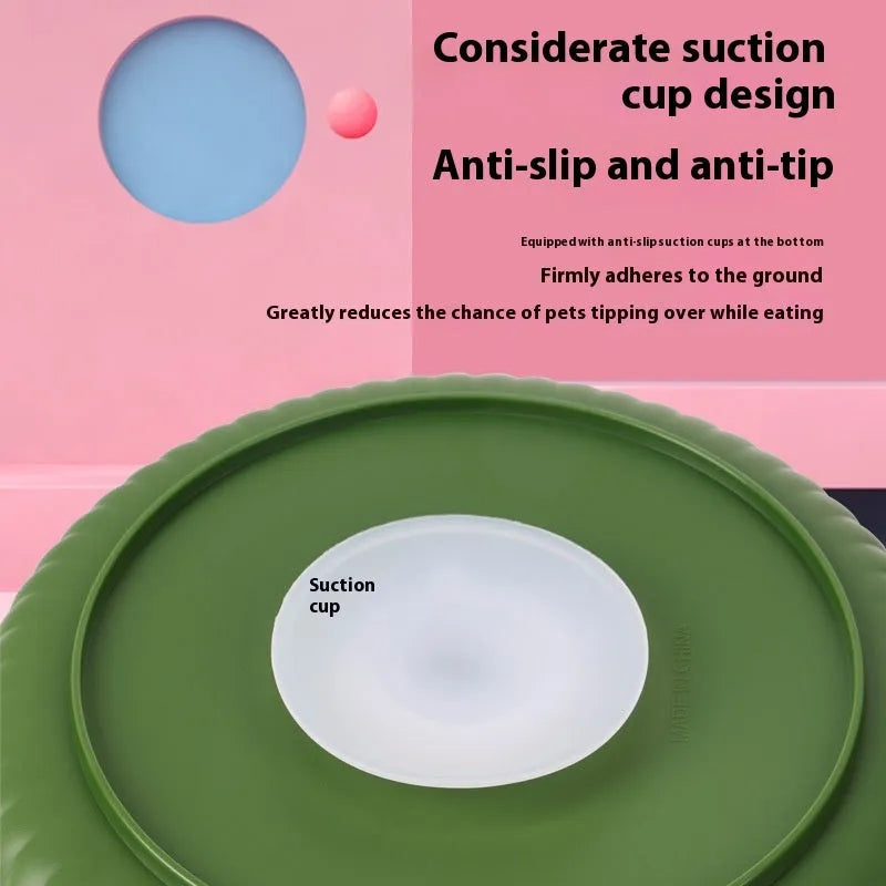 Rotating game board dog bowl with silicone licking mats in windmill, snowflake and beard patterns