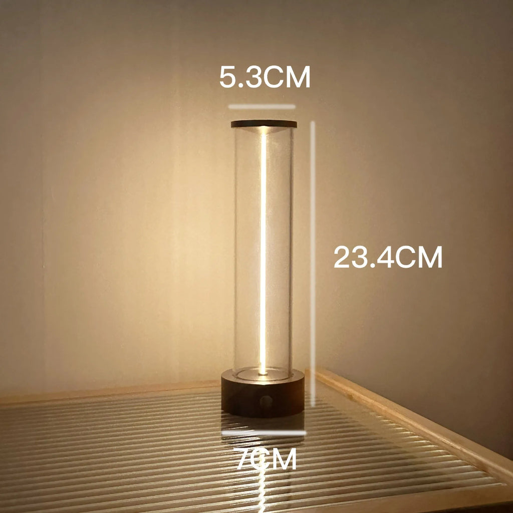 Modern glass LED light strip with magnetic suction backing measuring 53mm by 234mm