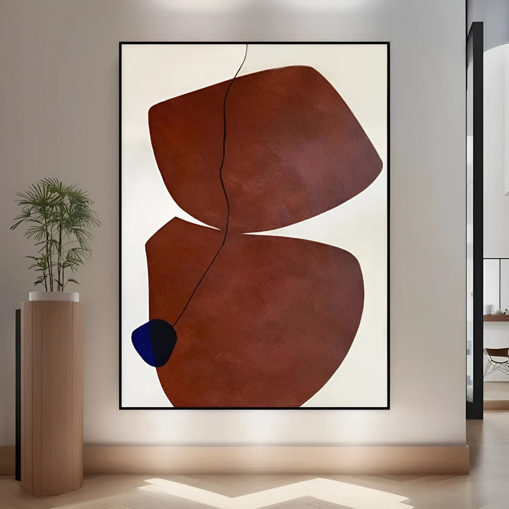 Hand-painted abstract wabi-sabi oil painting on canvas, unstretched and frameless, 60x90cm size, modern minimalist decor for living room