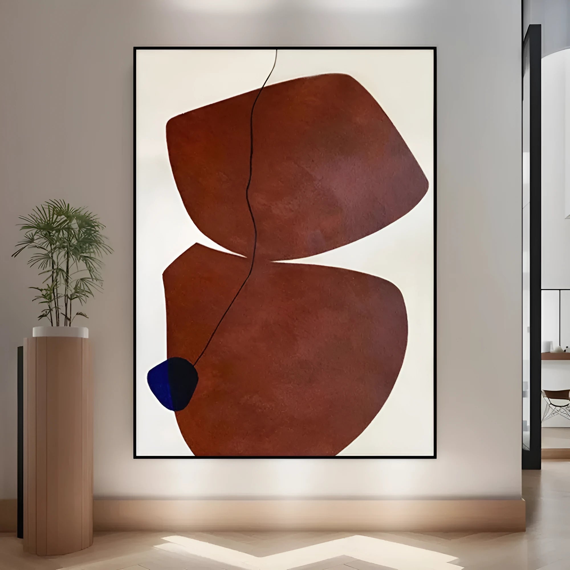 Hand-painted abstract wabi-sabi oil painting on canvas, unstretched and frameless, 60x90cm size, modern minimalist decor for living room