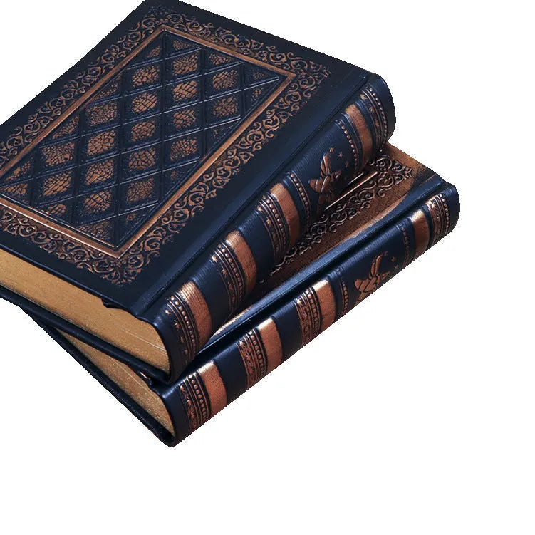 Embossed faux leather notepad with 3D textured cover in bronze or black gold colour
