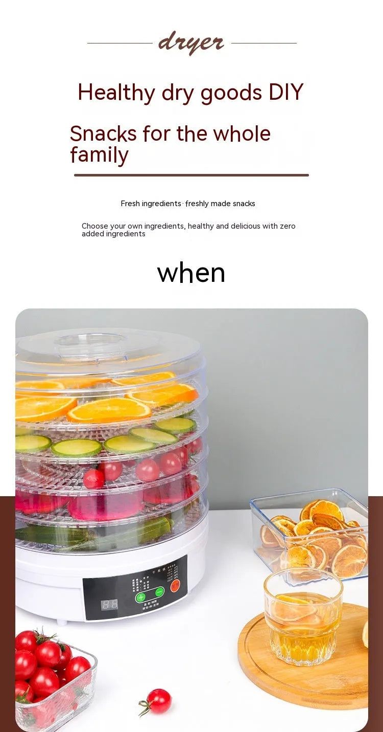 Seven-layer household fruit dehydrator food dryer with 350W power rating and removable shelves