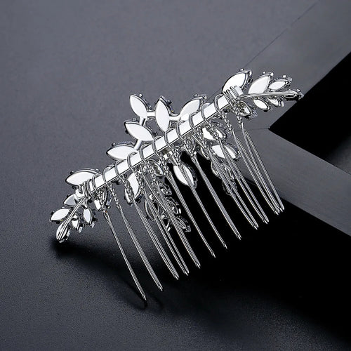 Bridal copper inlaid zircon hair accessory in flower shape with electroplated finish