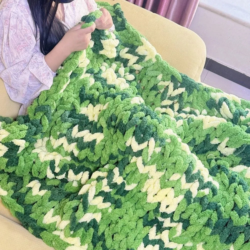Chenille knitted braided gravity blanket in modern simplicity style showing textured surface