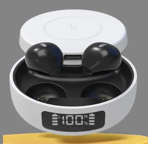 Wireless earbuds Bluetooth 5.0 semi-in-ear headset with charging case in black colour