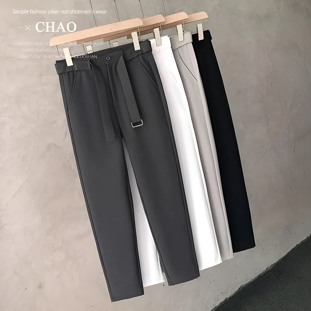 Boys slim straight wool trousers in tapered business casual style